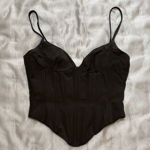 White Fox Boutique Black Satin Corset Cami